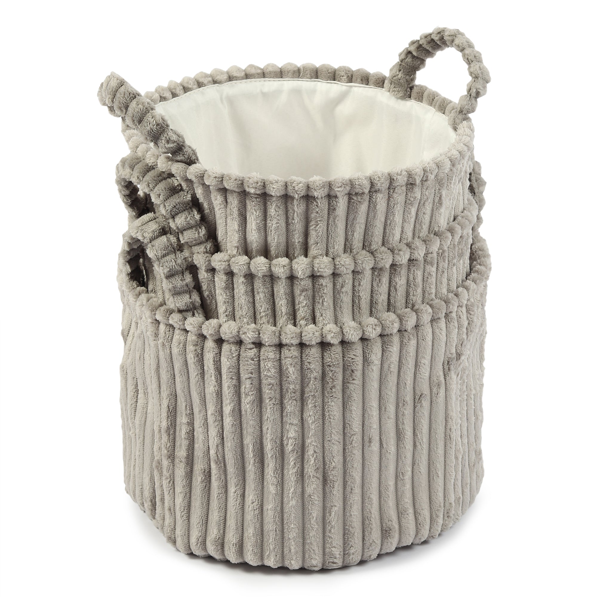 Cloud Weave Fabric Basket Soft Grey Set of 3