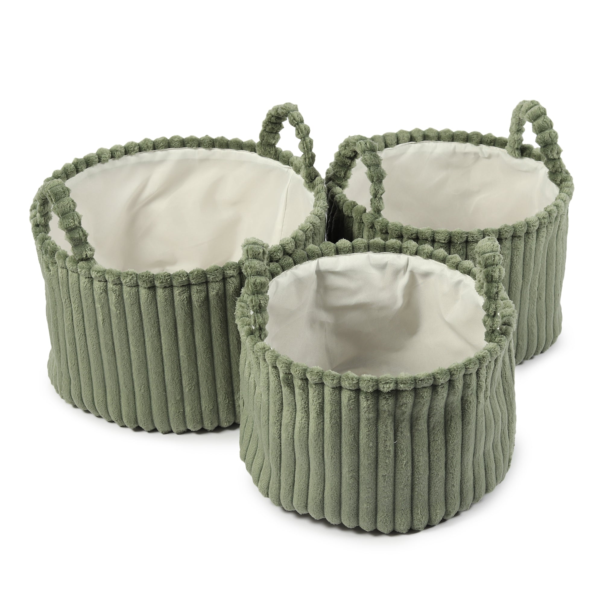 Cloud weave cloth basket Squashy Green Set of 3