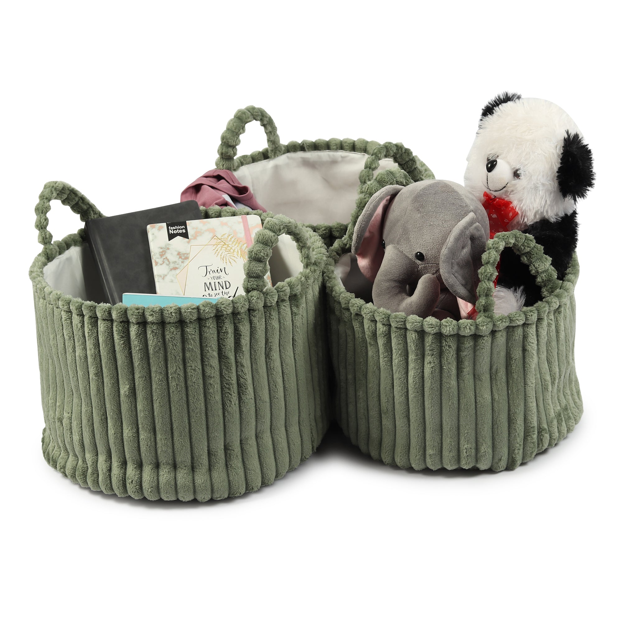 Cloud weave cloth basket Squashy Green Set of 3 - OUCHCART | Storage bag