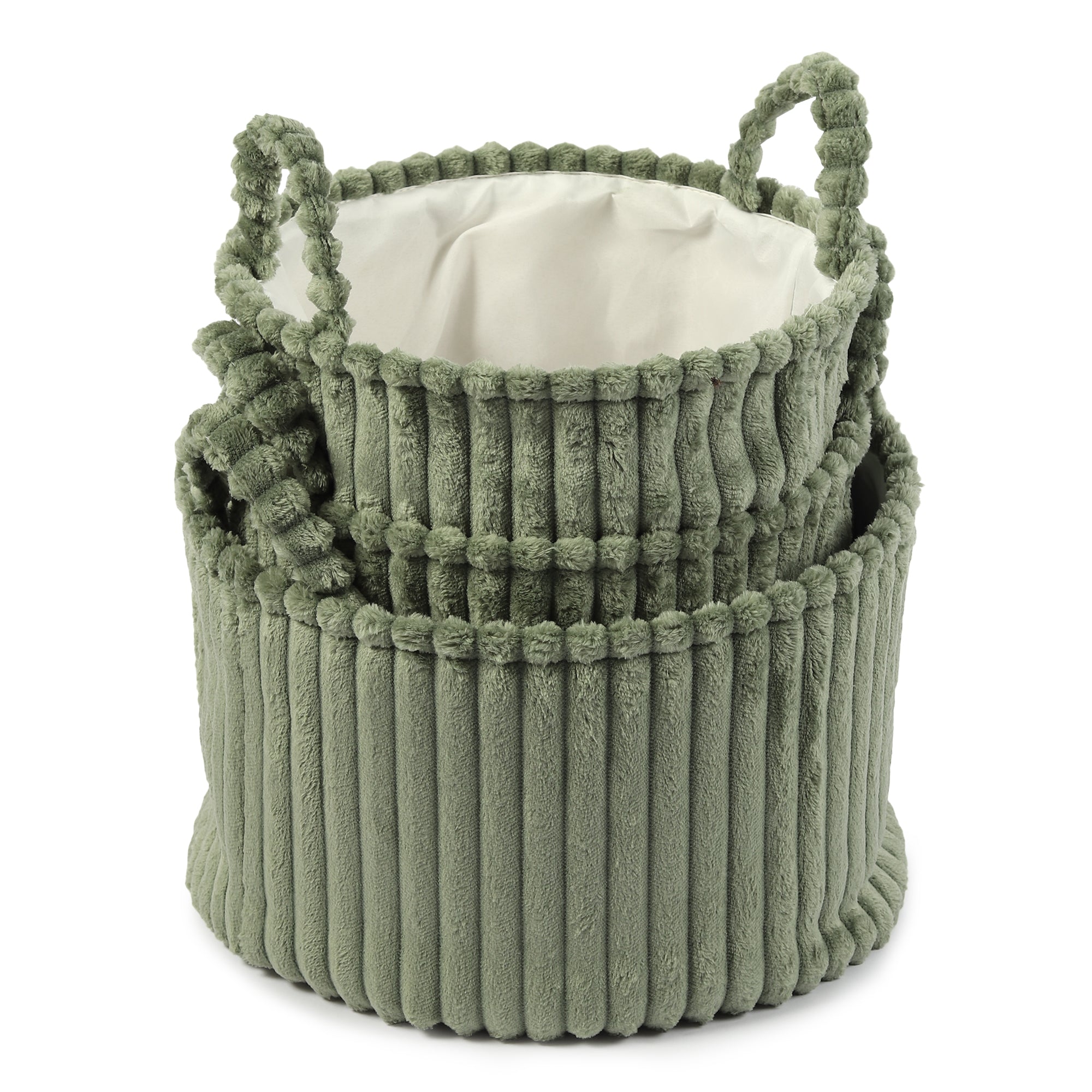 Cloud weave cloth basket Squashy Green Set of 3
