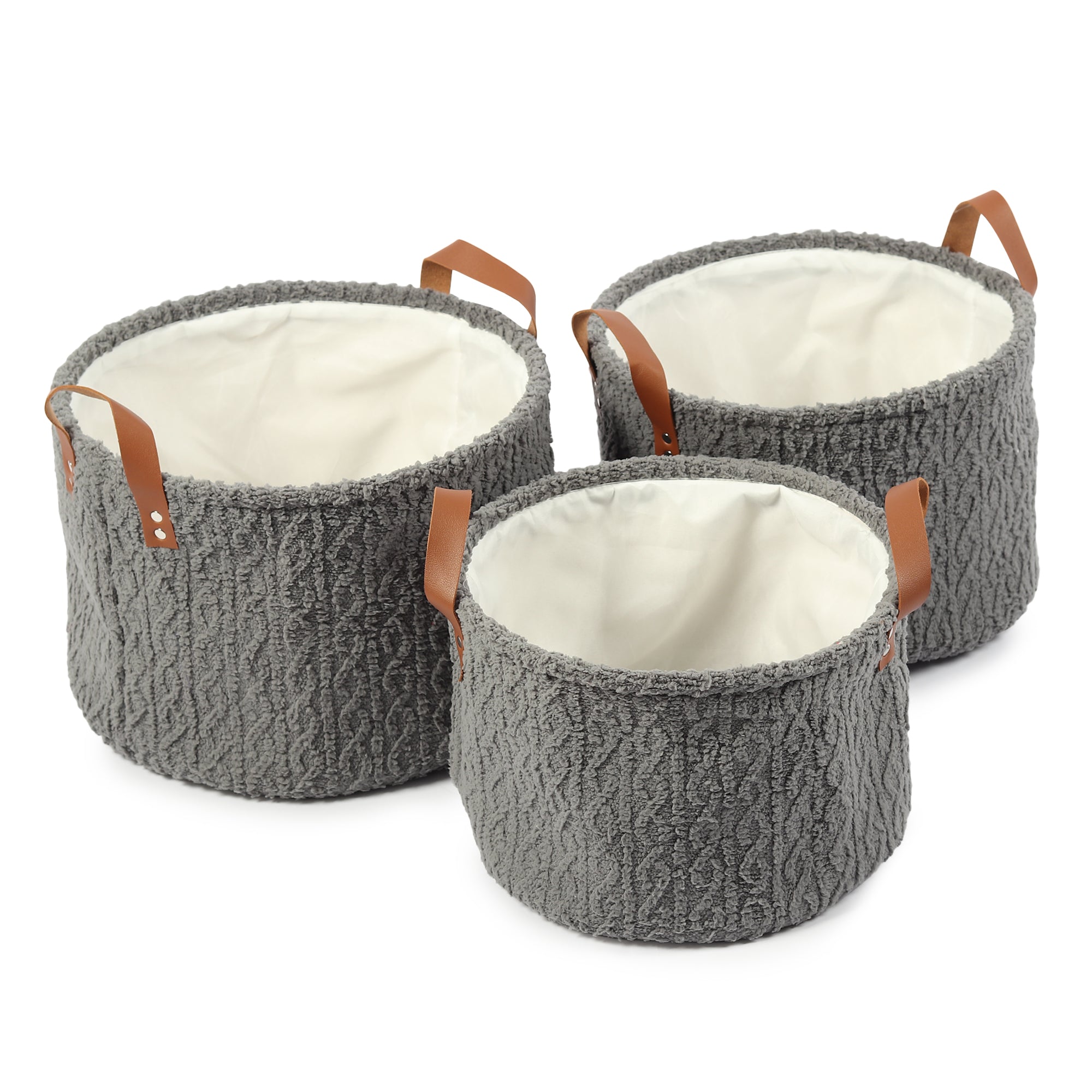 Leni Ash Grey Basket set of 3- Ouchcart| Storage basket