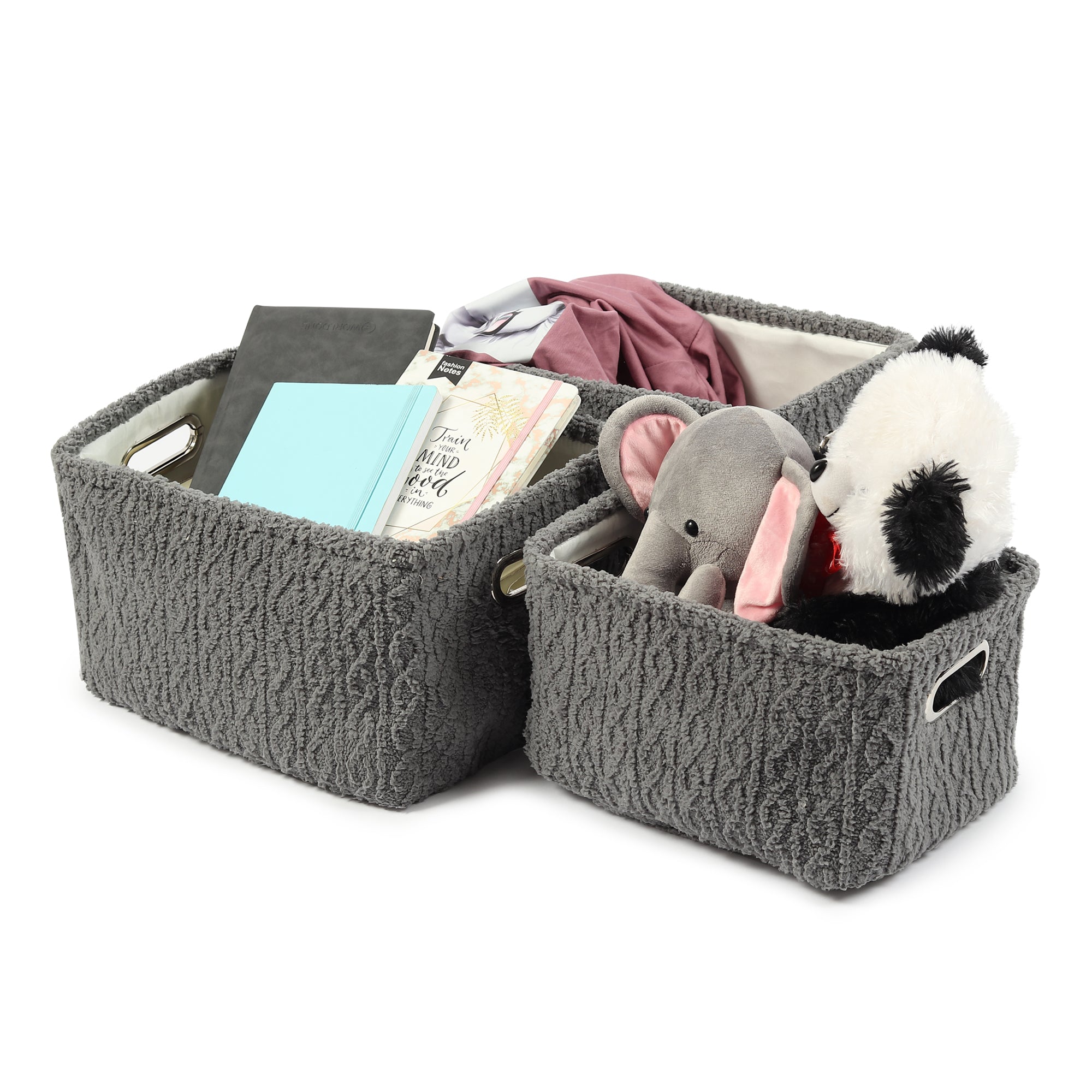 Warm Whirl Ash Grey Basket set of 3 - OUCHCART | Storage bag
