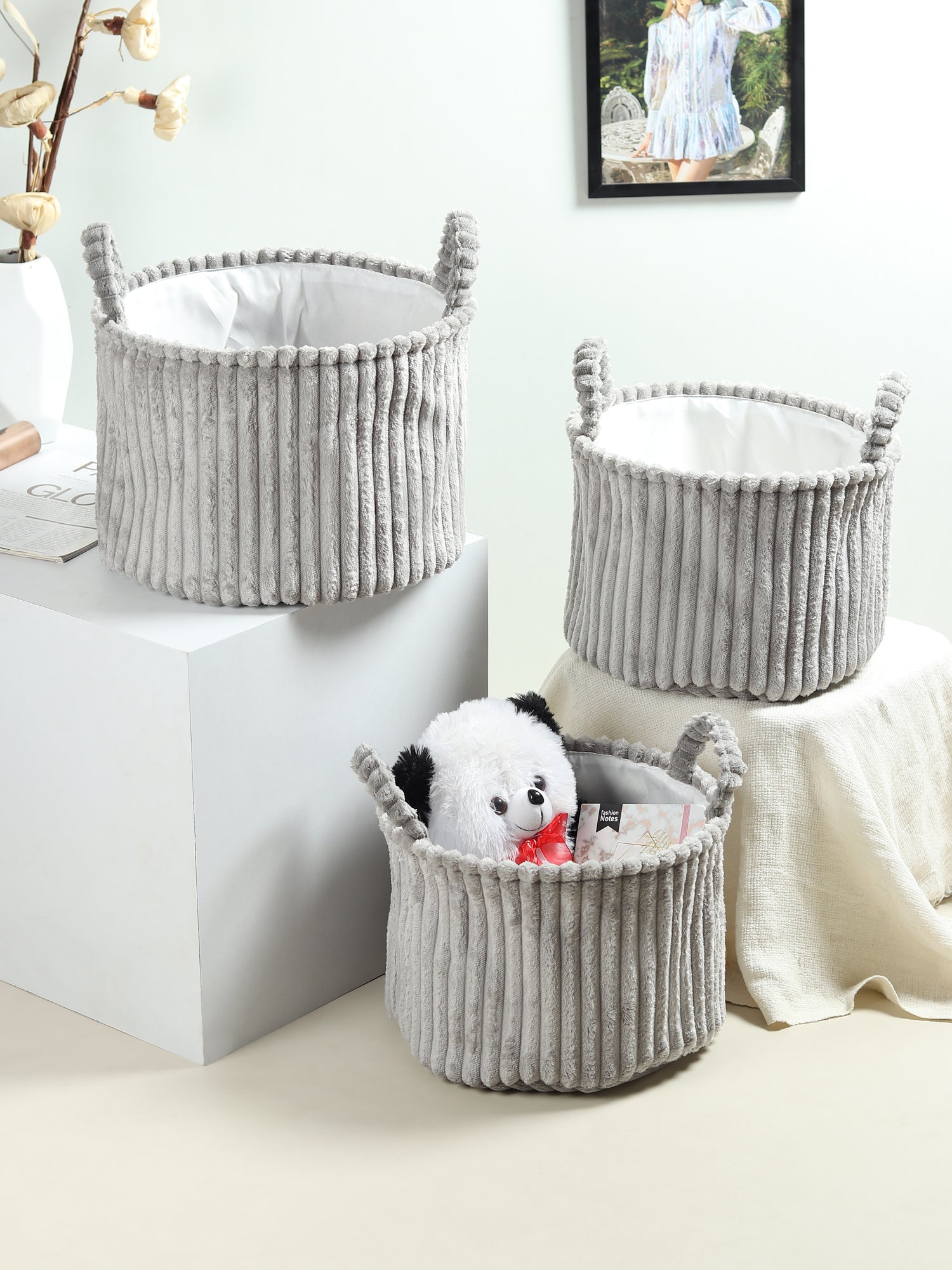 Leni Ivory Basket set of 3 - OUCHCART