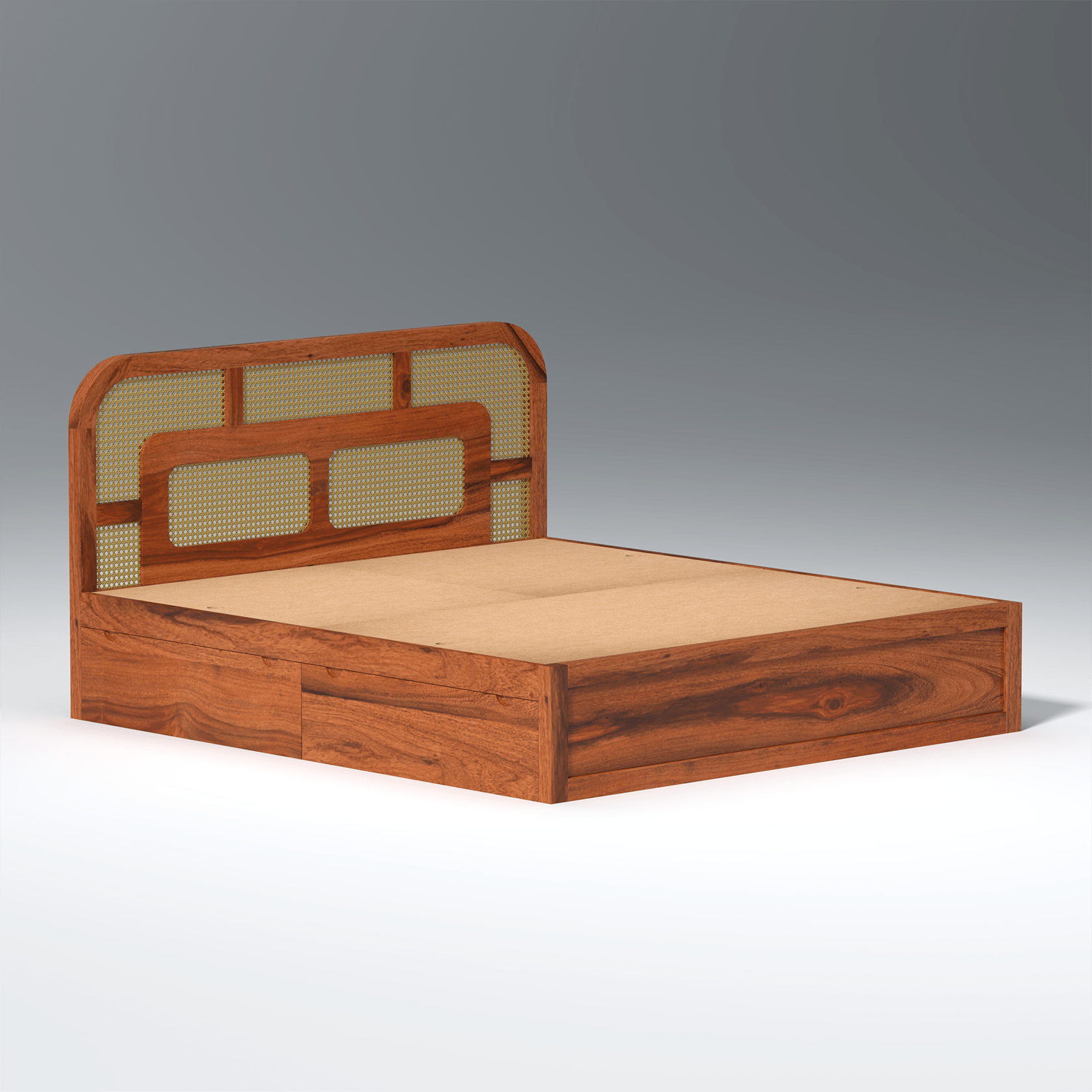 Zenitha Sheesham Wood Bed with Box Storage in Maharani Colour - Ouch Cart 
