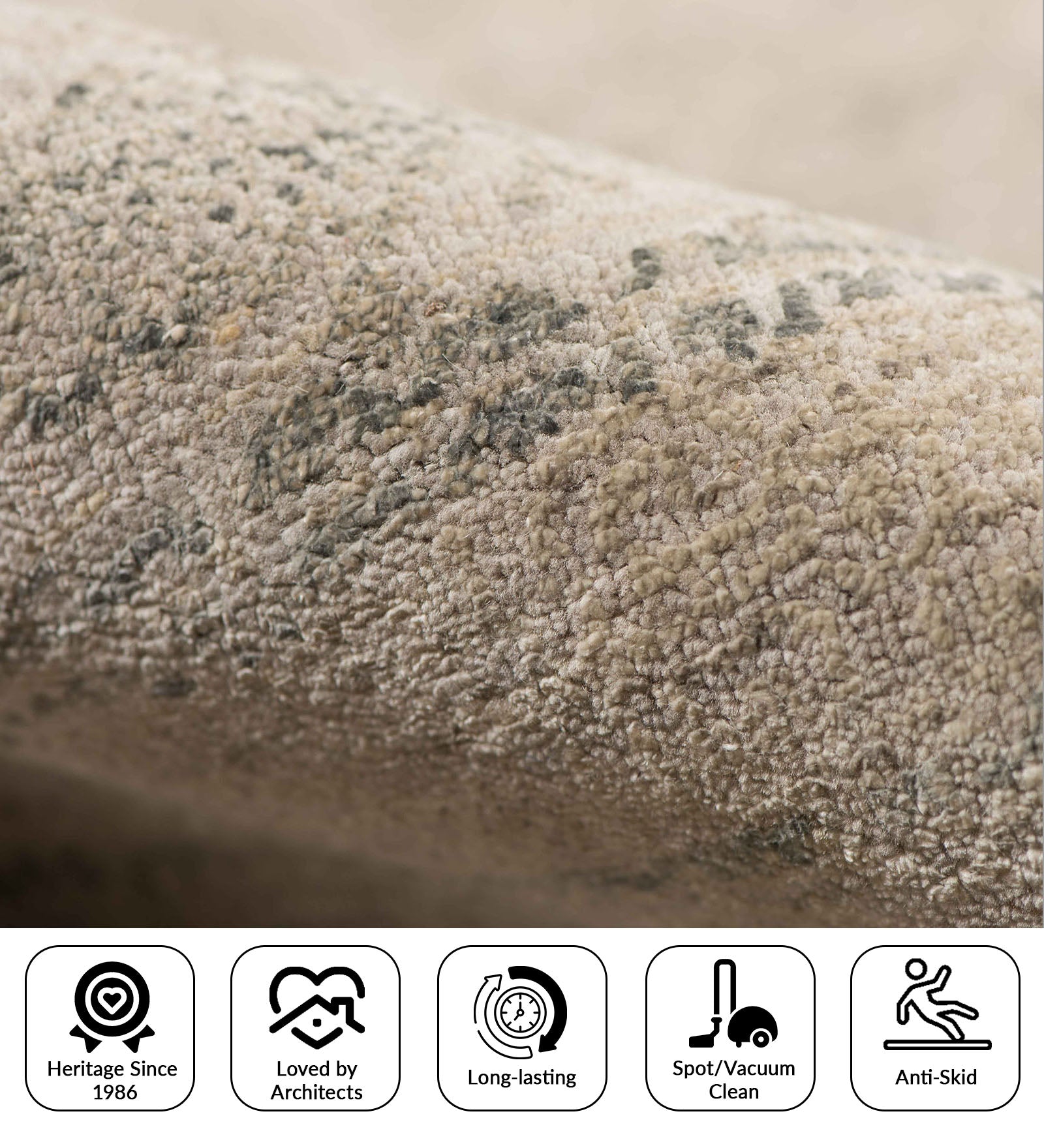 Pearl Transitional Pattern Hand Knotted  Rectangle Anti-Skid Designer Carpet, Prayer Rug For Office Cabins, Small Living Spaces - 2'X3'