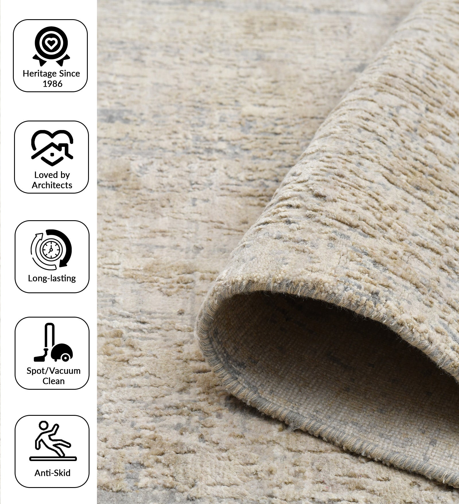 Zenith Modern Pattern Hand Knotted  Rectangle Anti-Skid Designer Carpet, Prayer Rug For Office Cabins, Small Living Spaces - 4'x6'