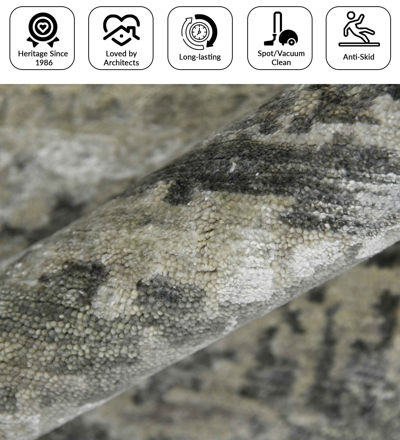 Synergy Modern Pattern Hand Knotted  Rectangle Anti-Skid Designer Carpet, Prayer Rug For Office Cabins, Small Living Spaces - 2'X3'