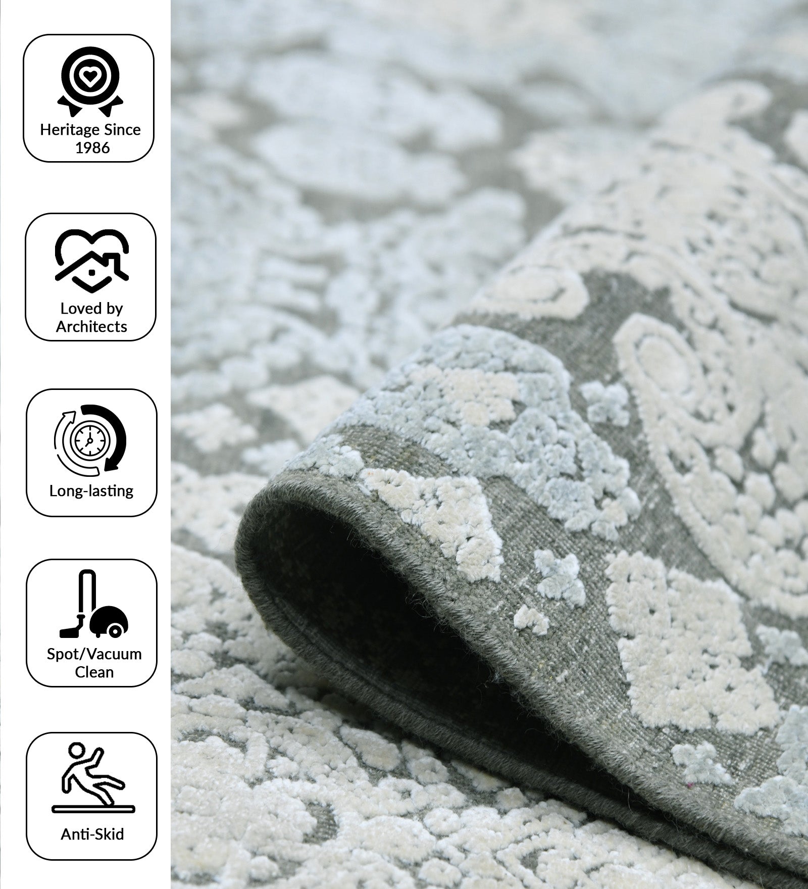 Euphoria Transitional Pattern Hand Knotted  Rectangle Anti-Skid Designer Carpet, Prayer Rug For Office Cabins, Small Living Spaces - 4'x6'