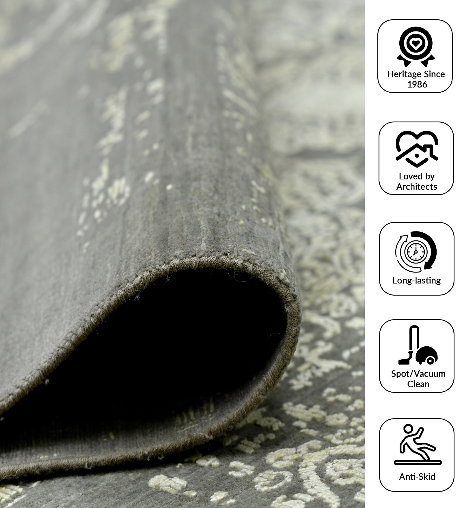 Pearl Transitional Pattern Hand Knotted  Rectangle Anti-Skid Designer Carpet, Prayer Rug For Office Cabins, Small Living Spaces - 2'X3'