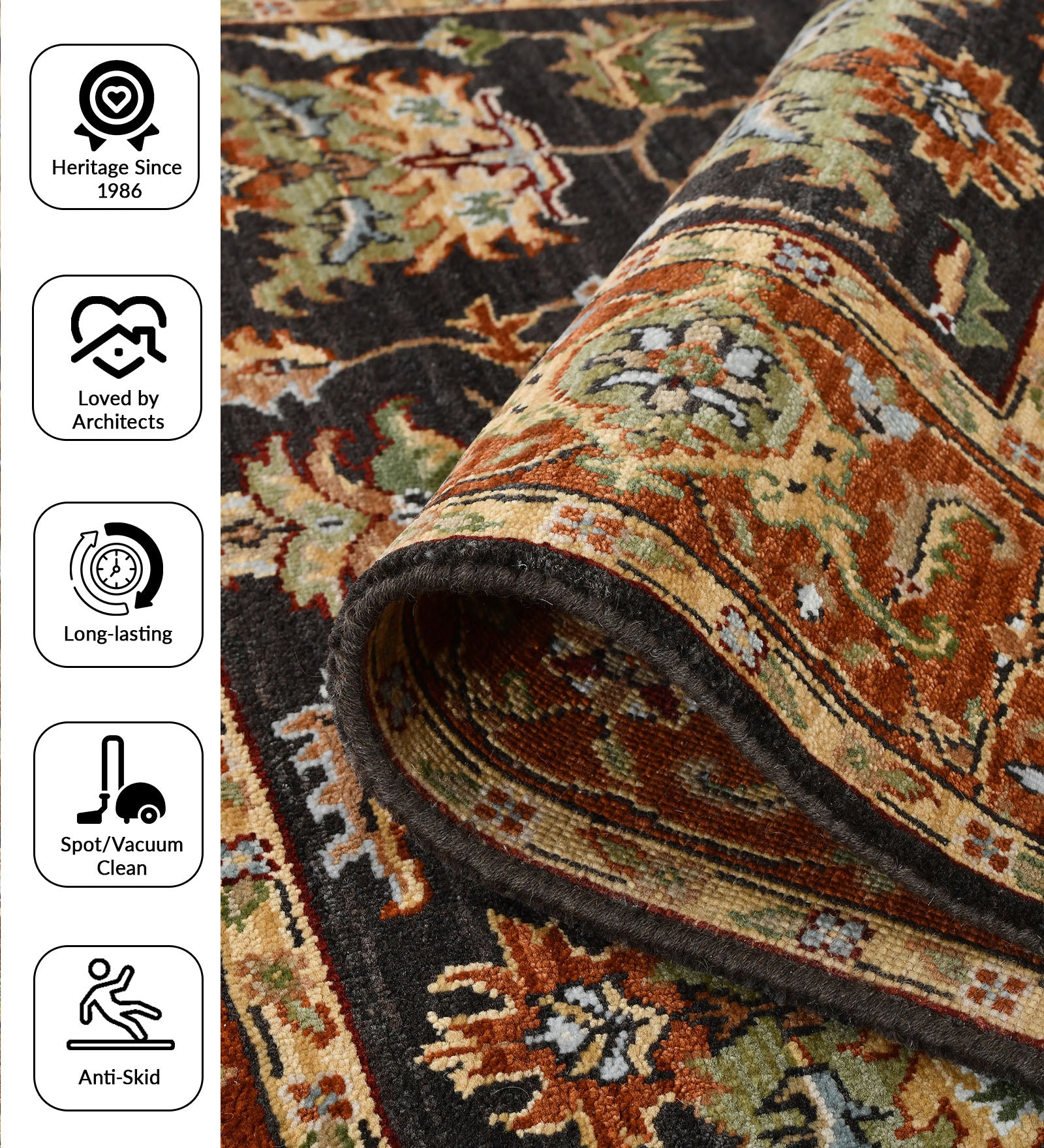 Creneau Traditional Pattern Hand Knotted  Rectangle Anti-Skid Designer Carpet, Prayer Rug For Office Cabins, Small Living Spaces - 4'x6'