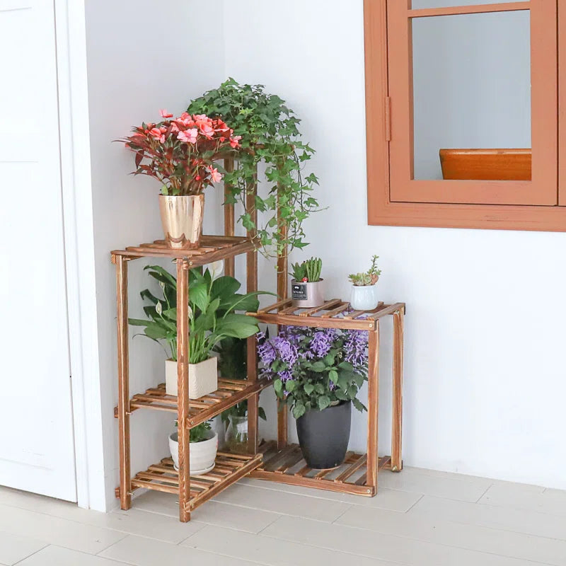 6-Tier Wooden Corner Plant Stand | Space-Saving Triangle Display Shelf for Indoor & Balcony Use