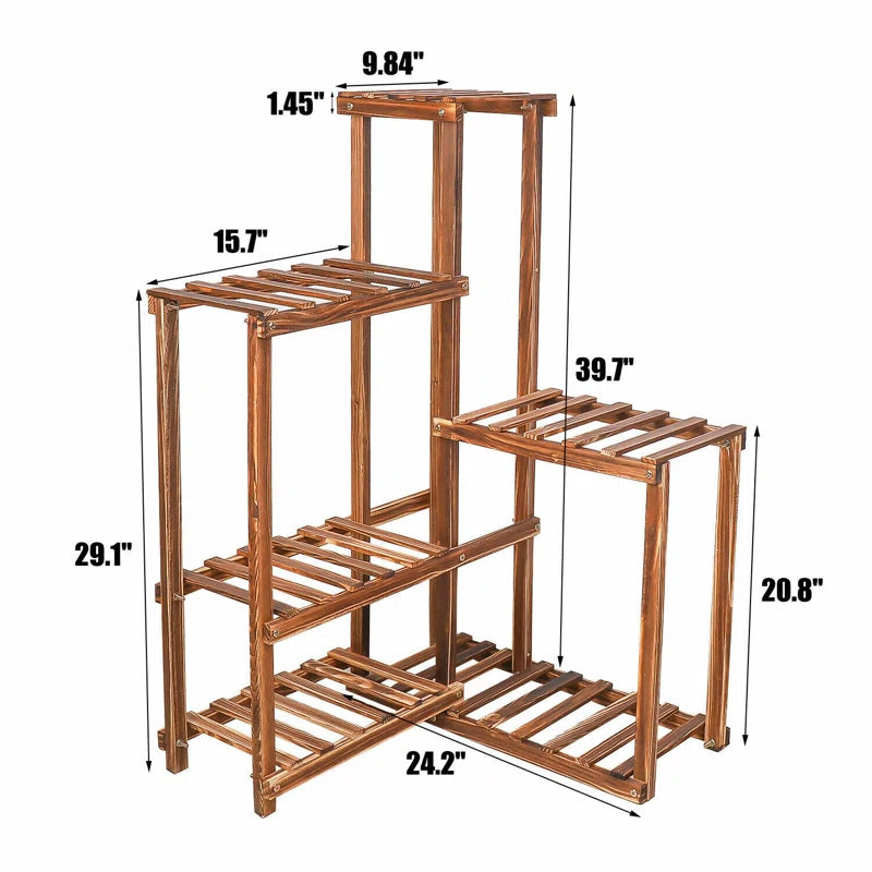6-Tier Wooden Corner Plant Stand | Space-Saving Triangle Display Shelf for Indoor & Balcony Use