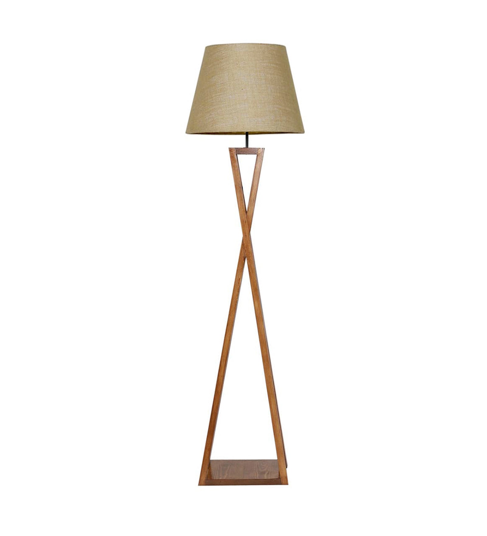 Monica Wooden Floor Lamp with Premium Beige Fabric Lampshade (BULB NOT INCLUDED)