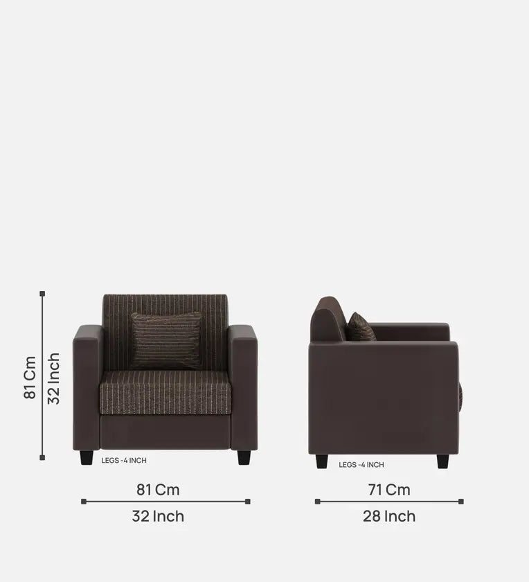 Fabric 1 Seater Sofa In Lama Brown Colour