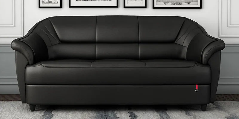 Leatherette 3 Seater Sofa in Black Colour