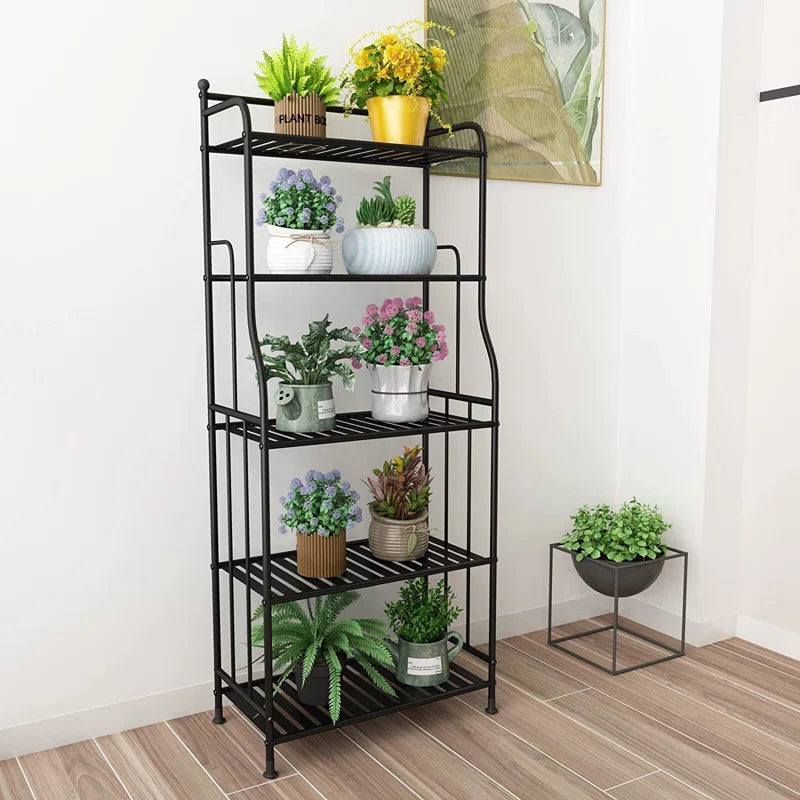 5-Tier Black Iron Plant Stand – Indoor & Outdoor Storage Shelf