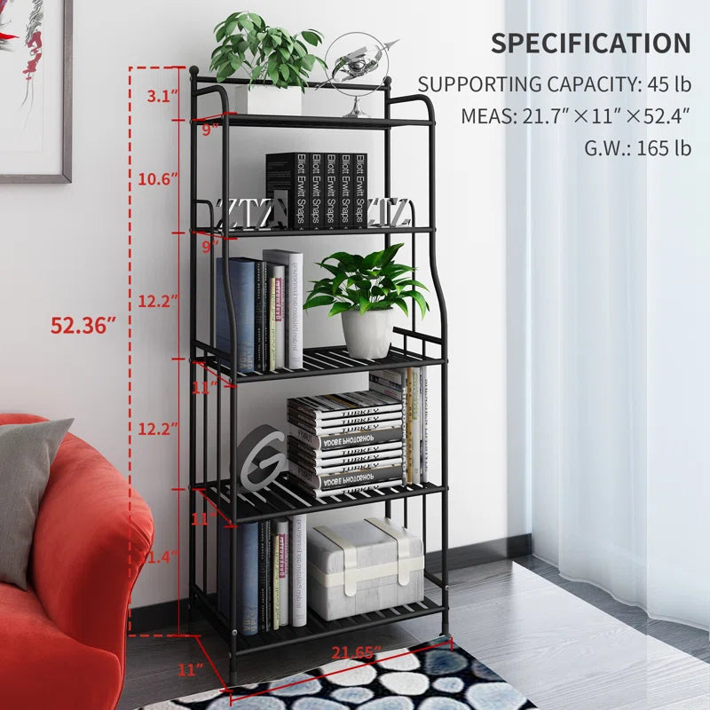 5-Tier Black Iron Plant Stand – Indoor & Outdoor Storage Shelf