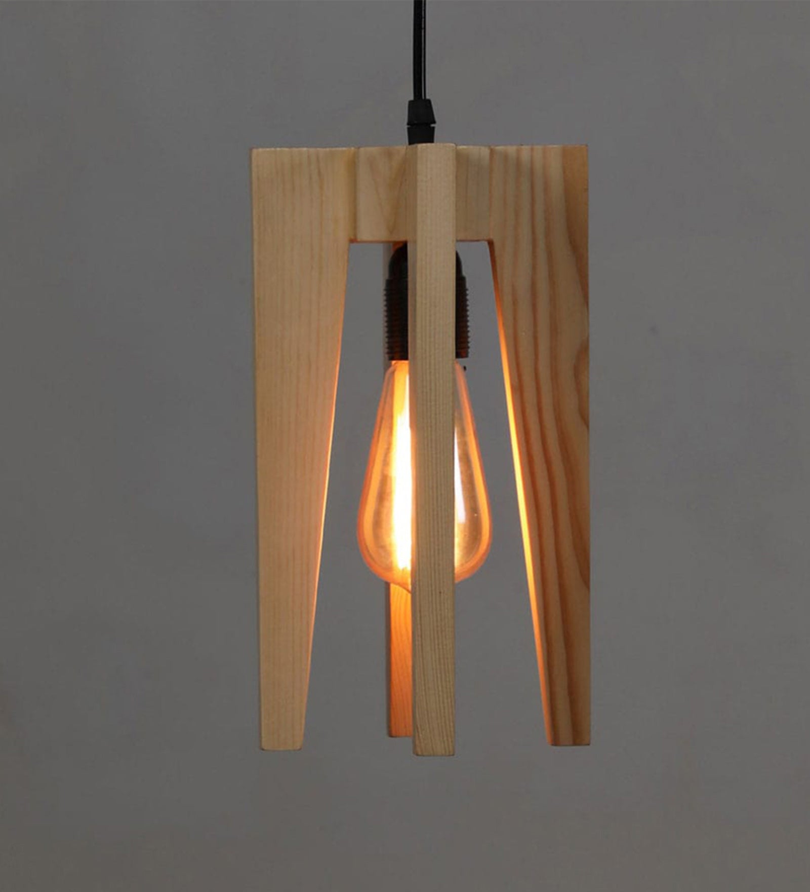 Jet Brown Wooden Single Hanging Lamp (BULB NOT INCLUDED)