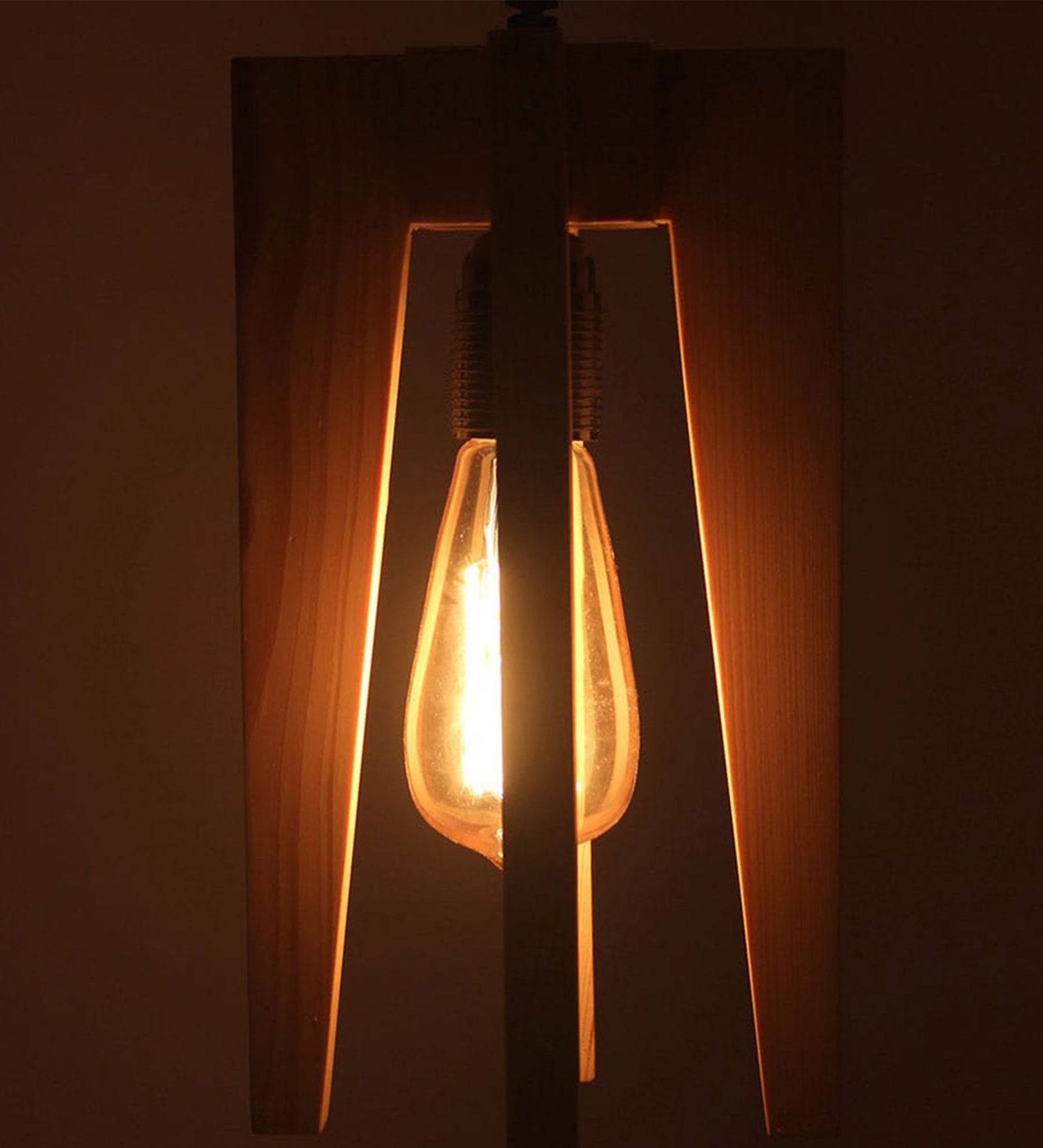 Jet Brown Wooden Single Hanging Lamp (BULB NOT INCLUDED)