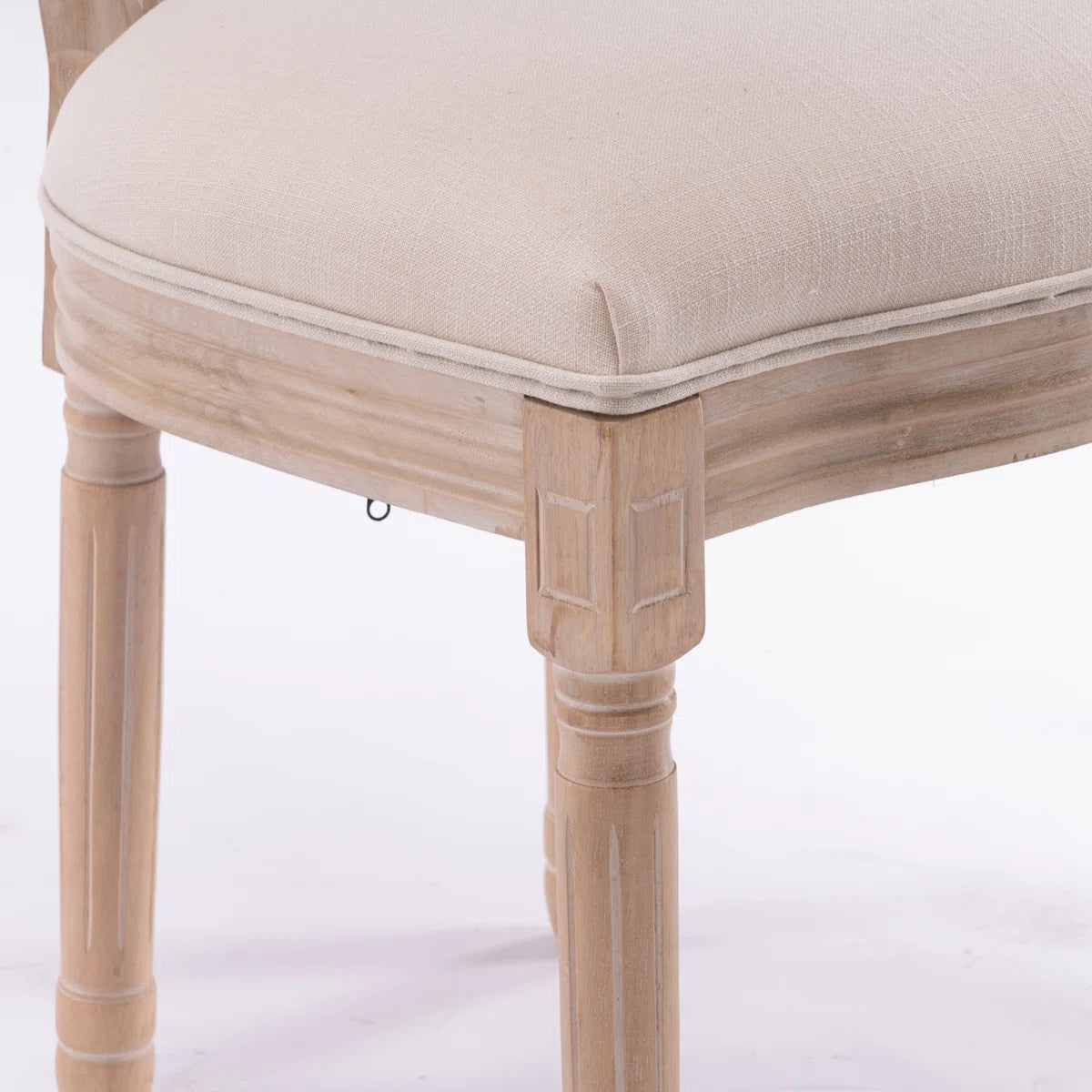 French Style Upholstered Dining Chairs Set of 2 with Solid Wood Frame & Oval Back Design