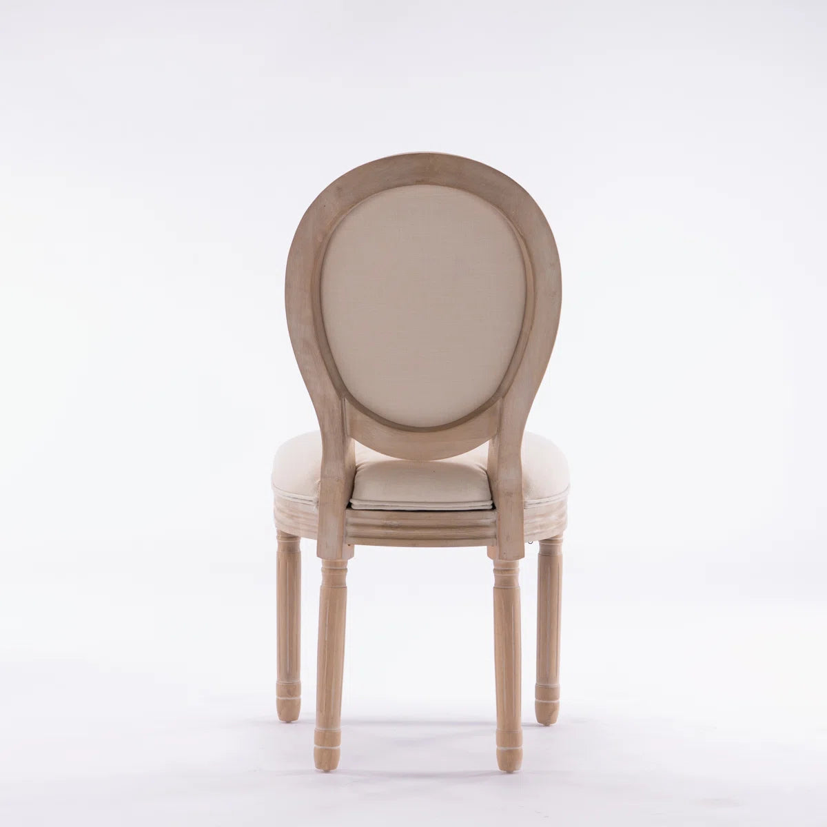 French Style Upholstered Dining Chairs Set of 2 with Solid Wood Frame & Oval Back Design