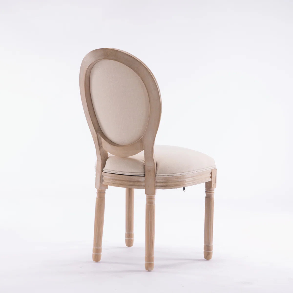 French Style Upholstered Dining Chairs Set of 2 with Solid Wood Frame & Oval Back Design