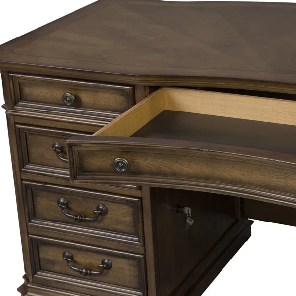 Ouch Cart Classic Executive Office Desk with Locking File Drawer