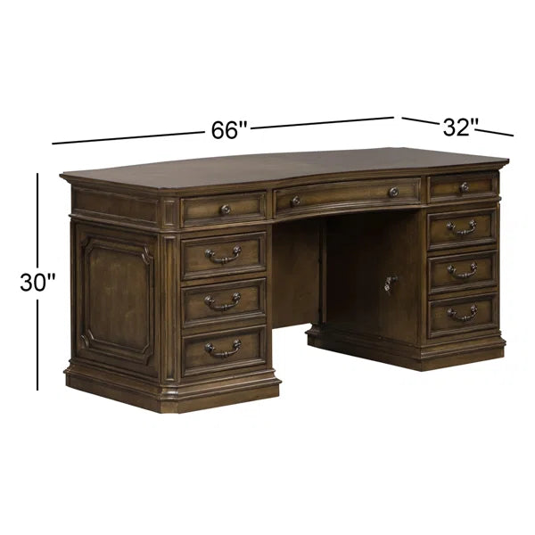 Ouch Cart Classic Executive Office Desk with Locking File Drawer