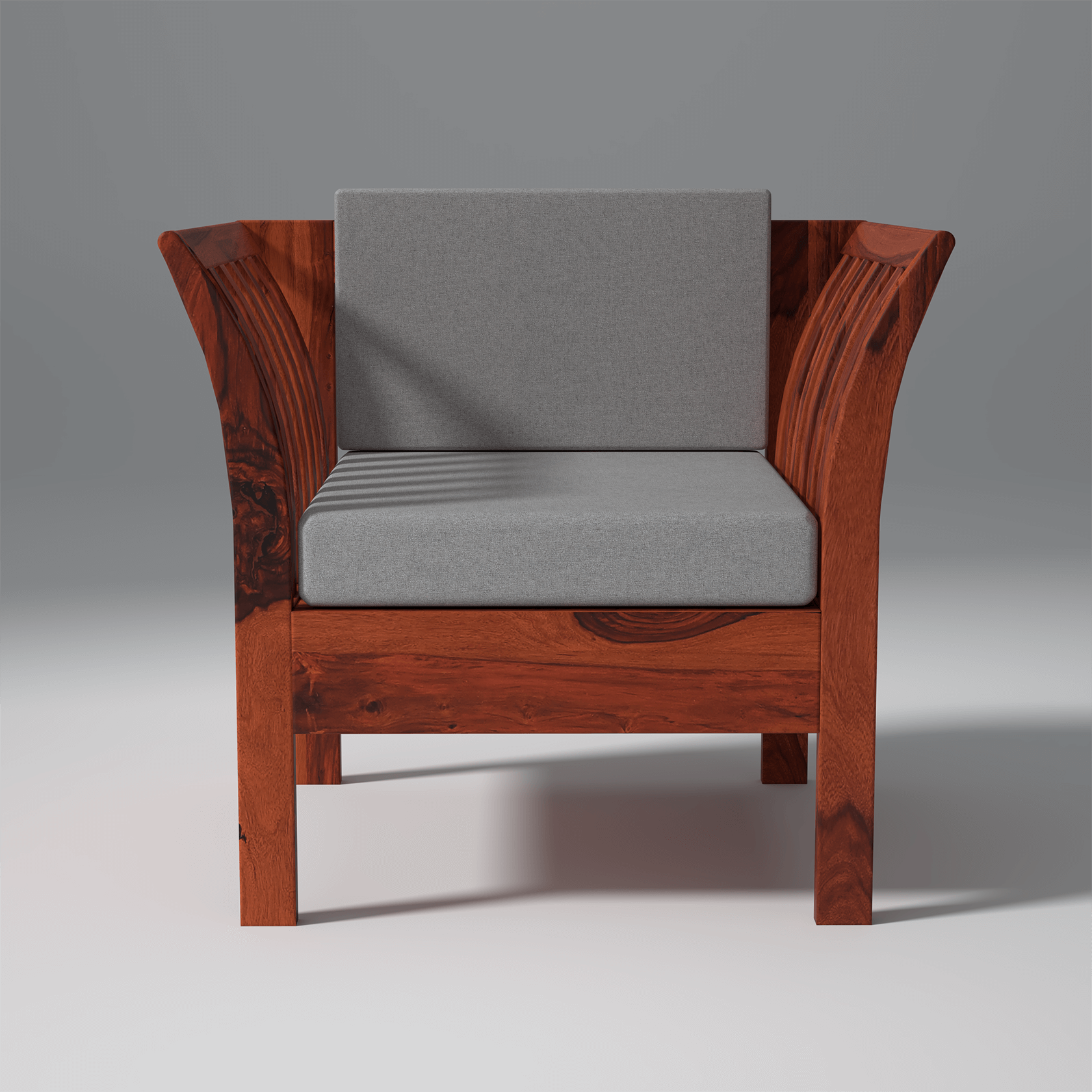 Komfor Sheesham Wood Sofa Set In Reddish Rosewood