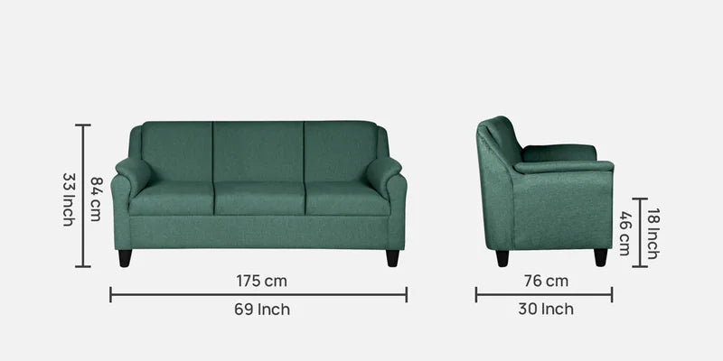 Fabric 3 Seater Sofa In Imperial Green Colour