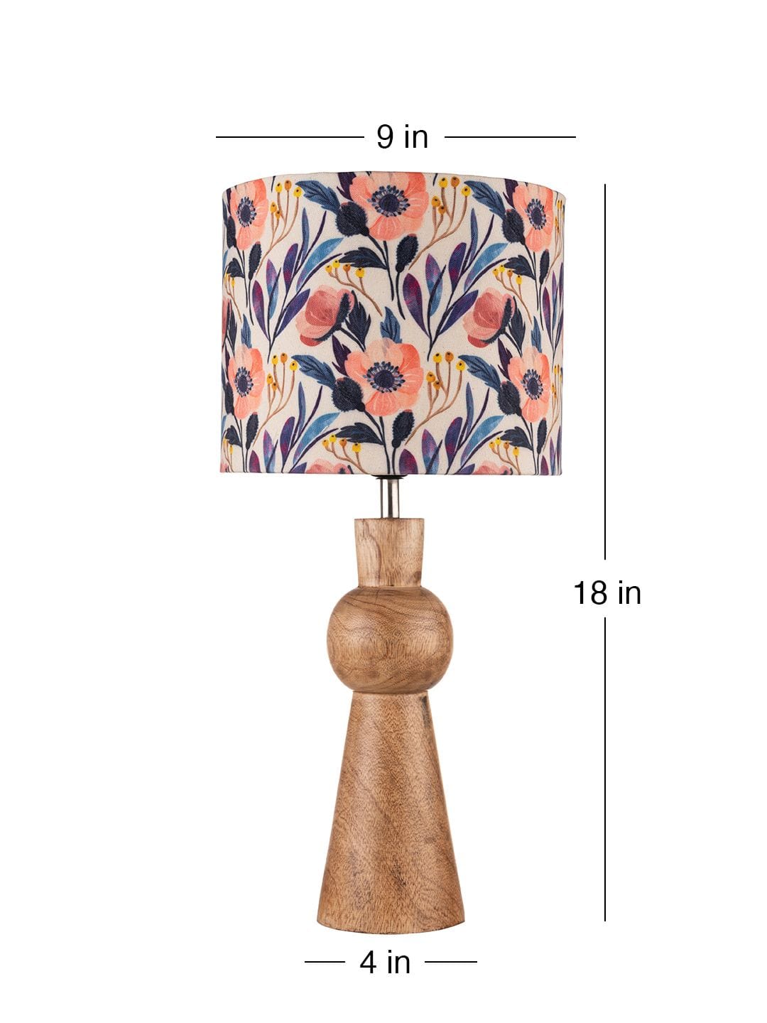 Wooden Skirt Lamp with Multicolor Pink Flowers Shade
