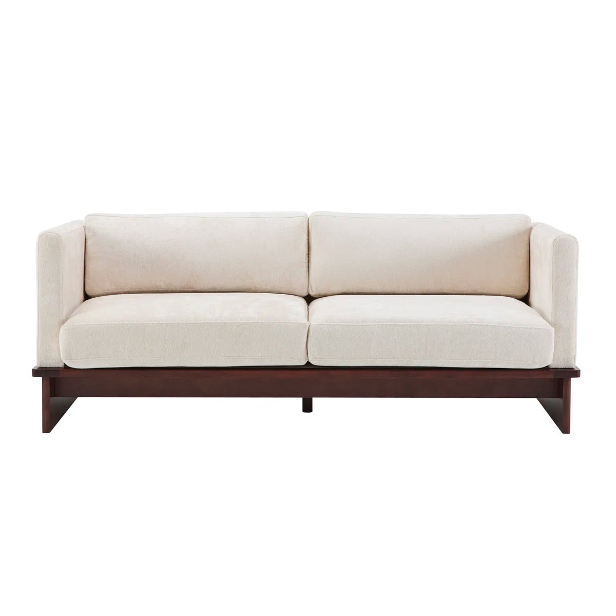 3-Seater Sofa with Solid Wood Base – Minimalist Upholstered Fabric Couch for Living Room