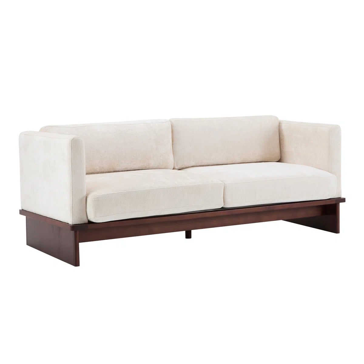 3-Seater Sofa with Solid Wood Base – Minimalist Upholstered Fabric Couch for Living Room