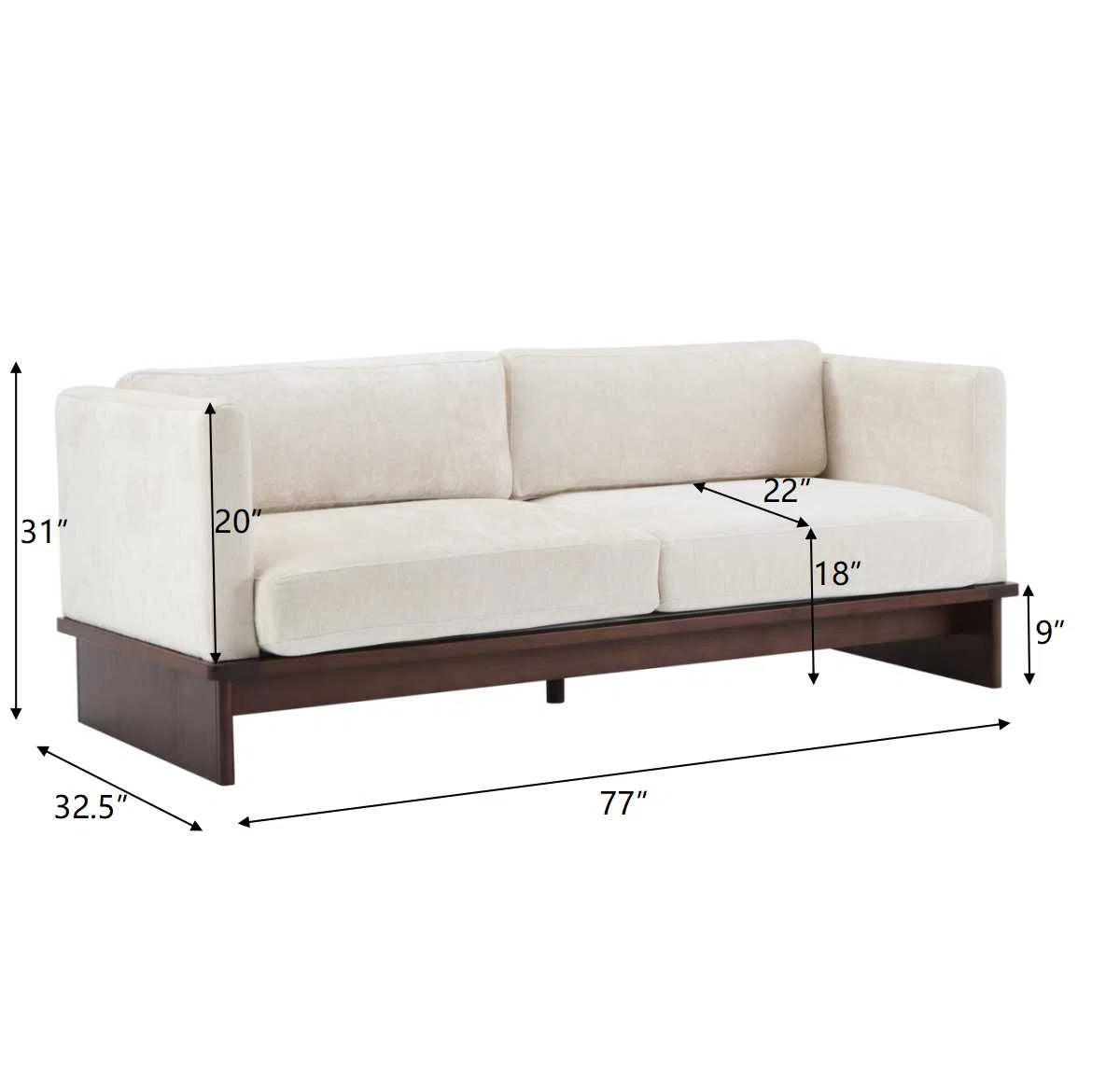 3-Seater Sofa with Solid Wood Base – Minimalist Upholstered Fabric Couch for Living Room