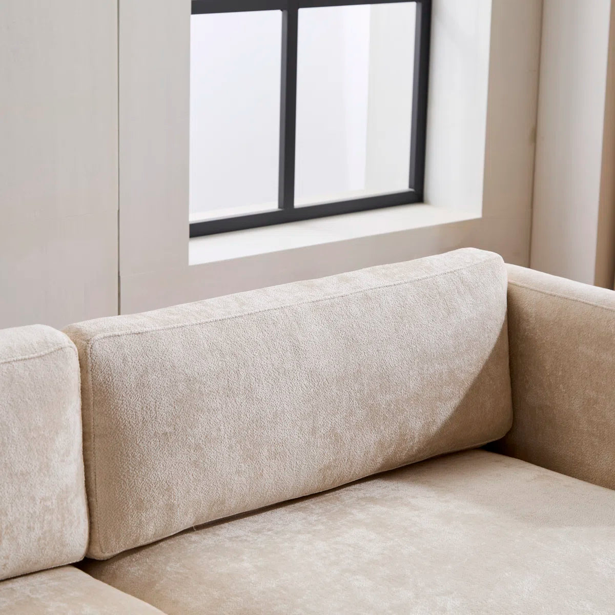 3-Seater Sofa with Solid Wood Base – Minimalist Upholstered Fabric Couch for Living Room
