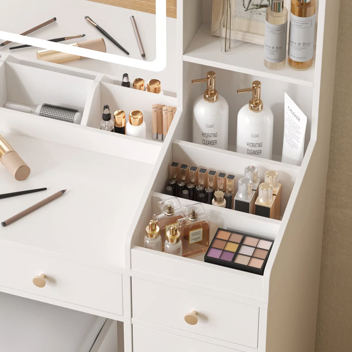 Elegant Kahala Makeup Vanity Desk with Drawers