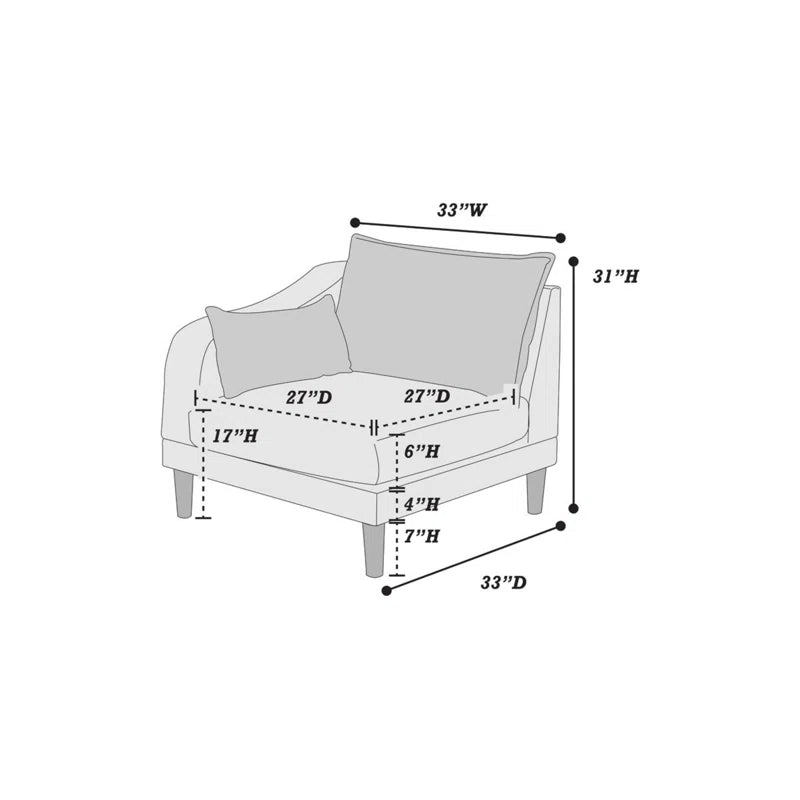 Ouch Cart Plush Wide-Seat Lounge Chair with Accent Pillow