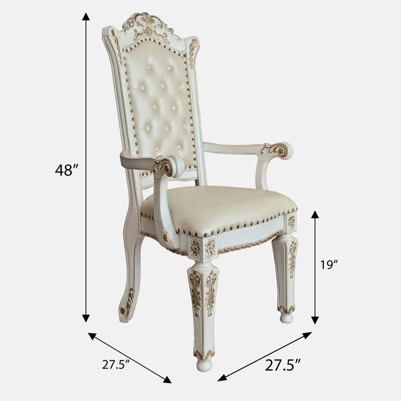 Traditional Faux Leather Arm Chair with Nailhead Trim & Wooden Tapered Legs