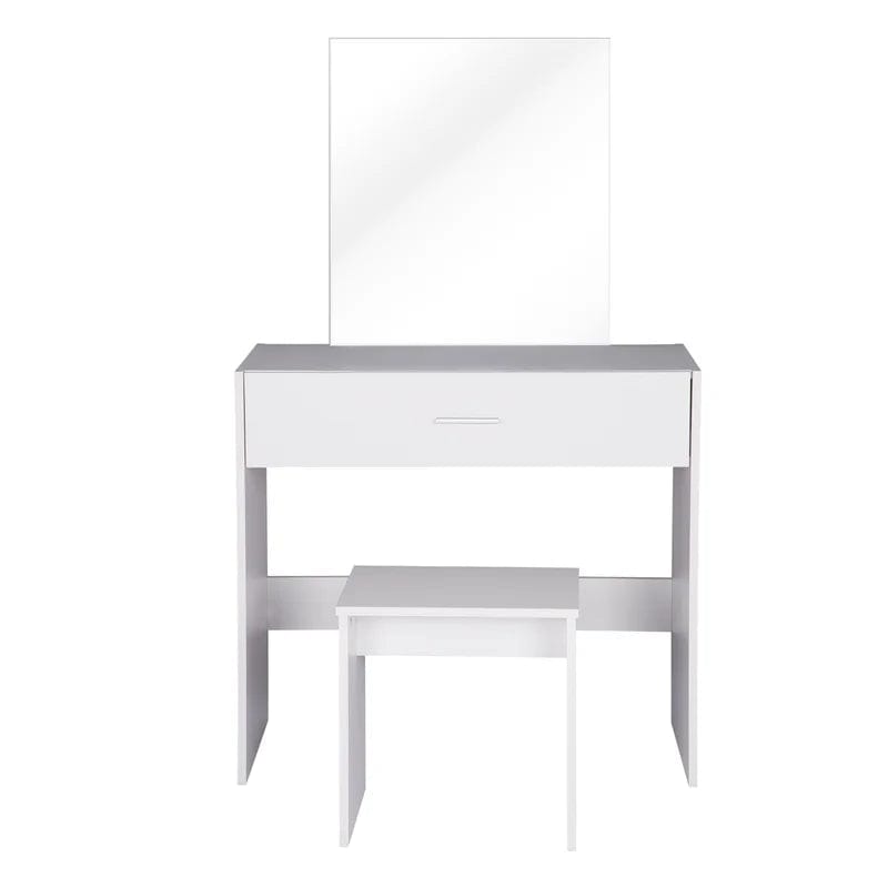 Soges Vanity Table Set with Mirror and Stool, Makeup Desk Dressing Table with Storage Drawer Make Up Table (White)