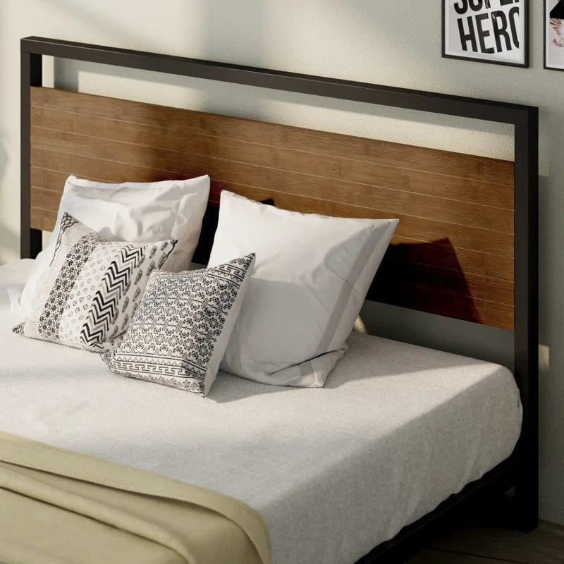 Karlie Bed Frame with Deatiled Wood Headboard