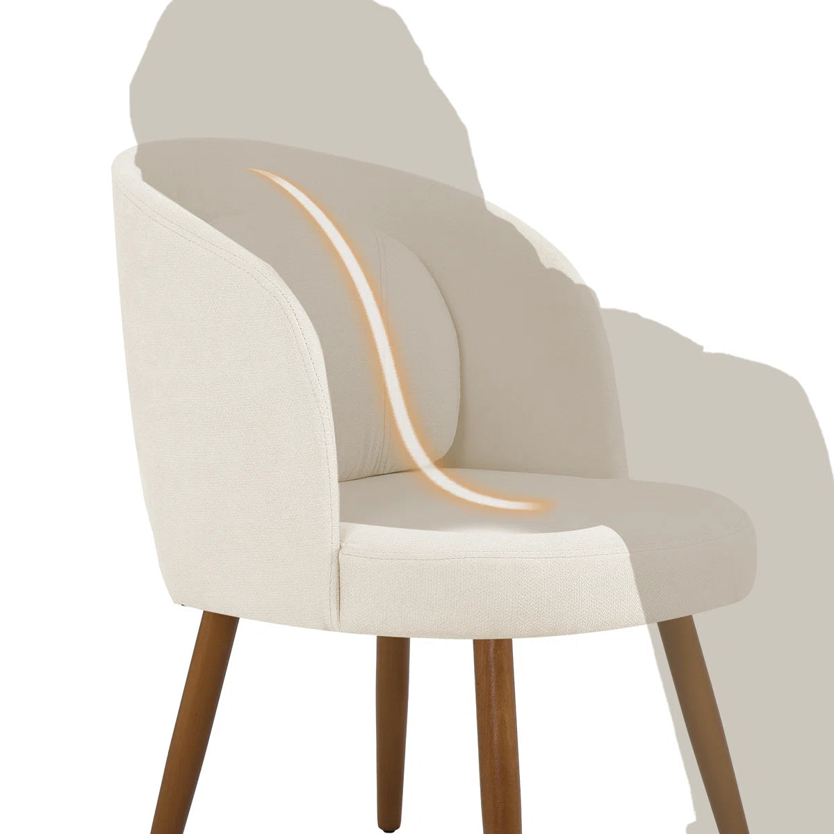 Modern Upholstered Dining Chairs Set of 6 with Curved Back & Wooden Legs