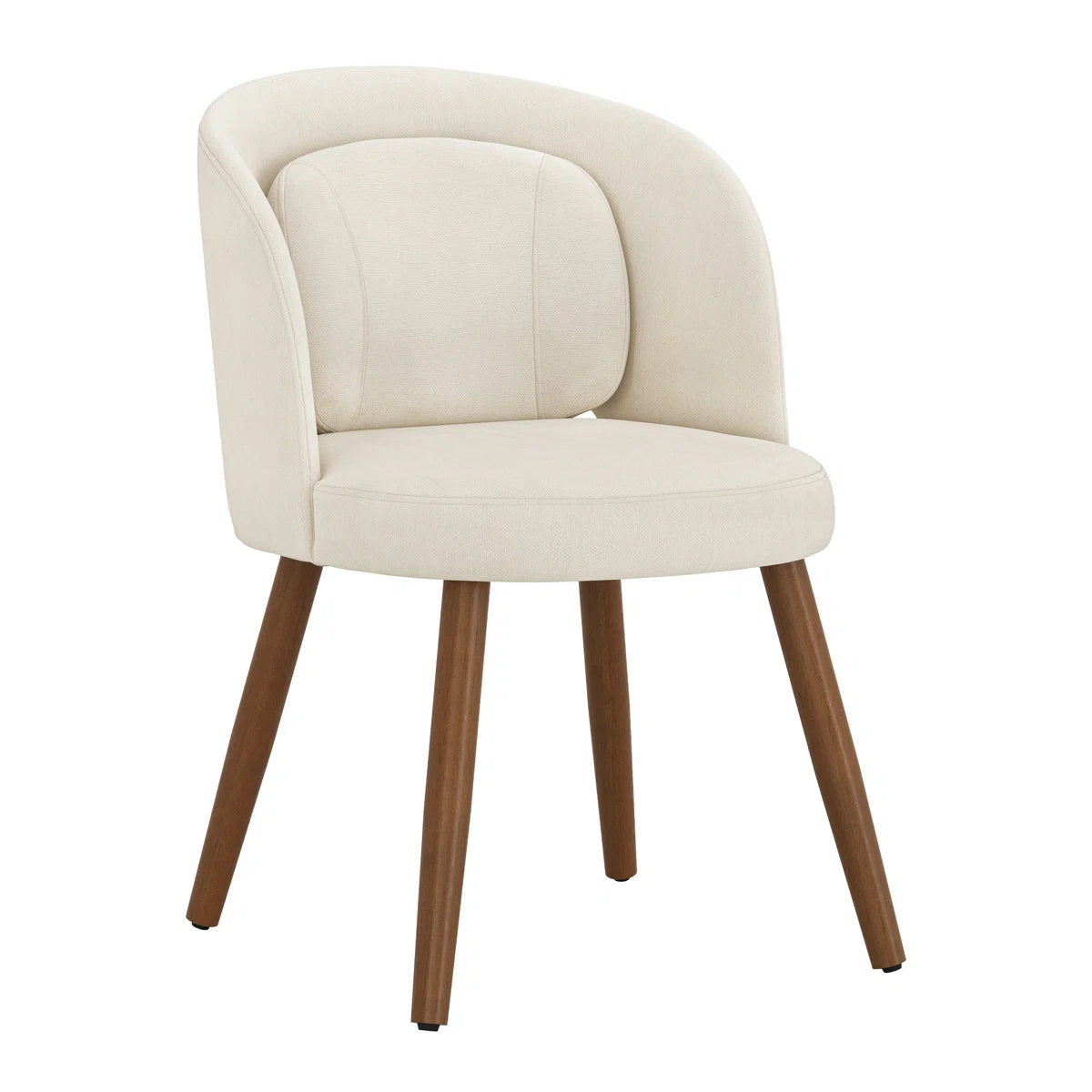 Modern Upholstered Dining Chairs Set of 6 with Curved Back & Wooden Legs