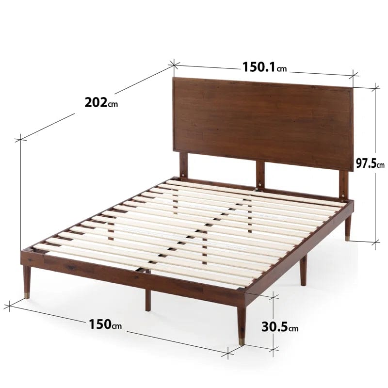 Kiesel Solid Wood Bed Frame with Headboard
