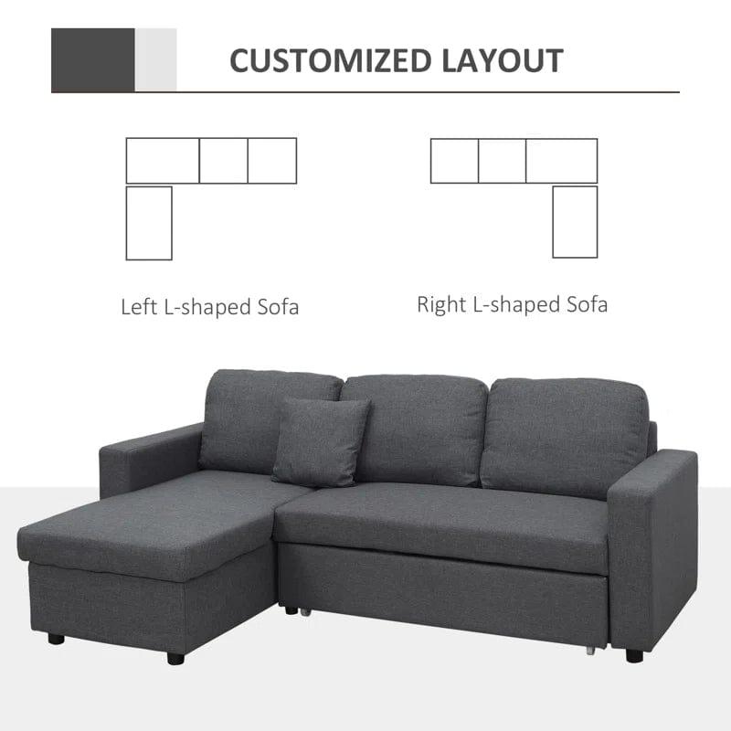 Koryn 2 Piece Upholstered Corner Sofa Come Bed