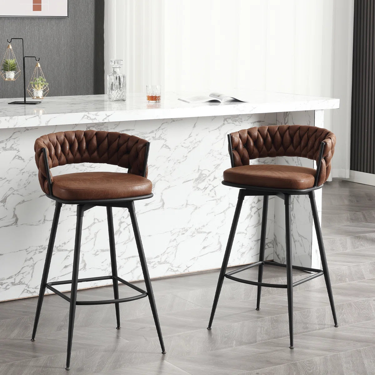 Ymberlynn Low Back Swivel Bar & Counter Stools with Metal Frame (2-Pack)
