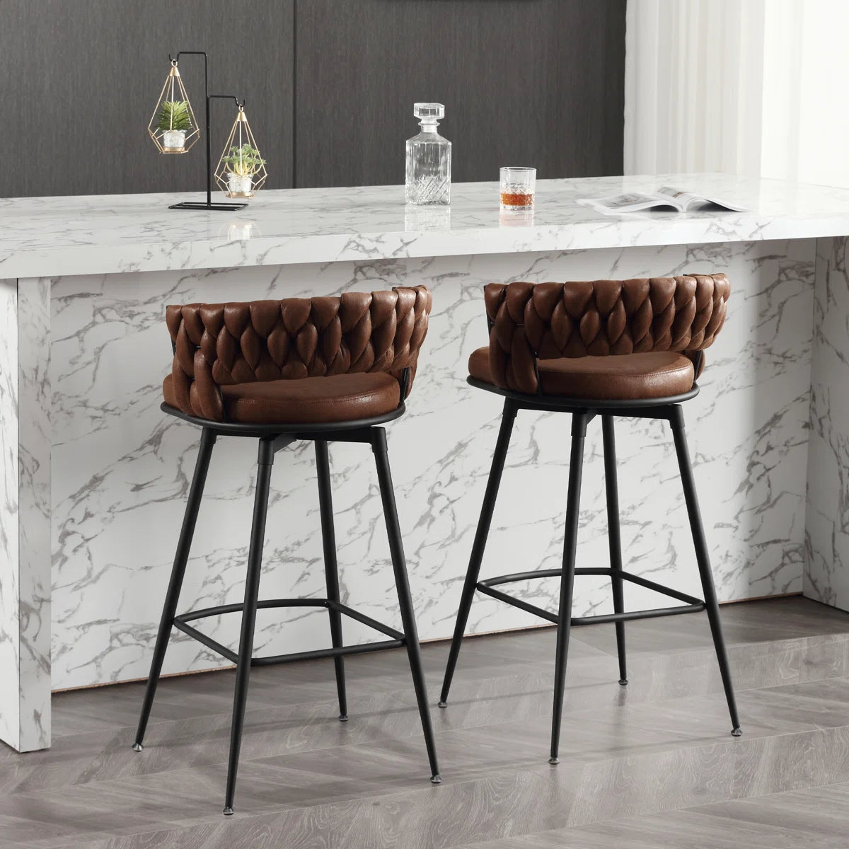 Ymberlynn Low Back Swivel Bar & Counter Stools with Metal Frame (2-Pack)