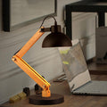 Modern Nordic Wood & Metal Study Lamp With Black Base By Ss Lightings