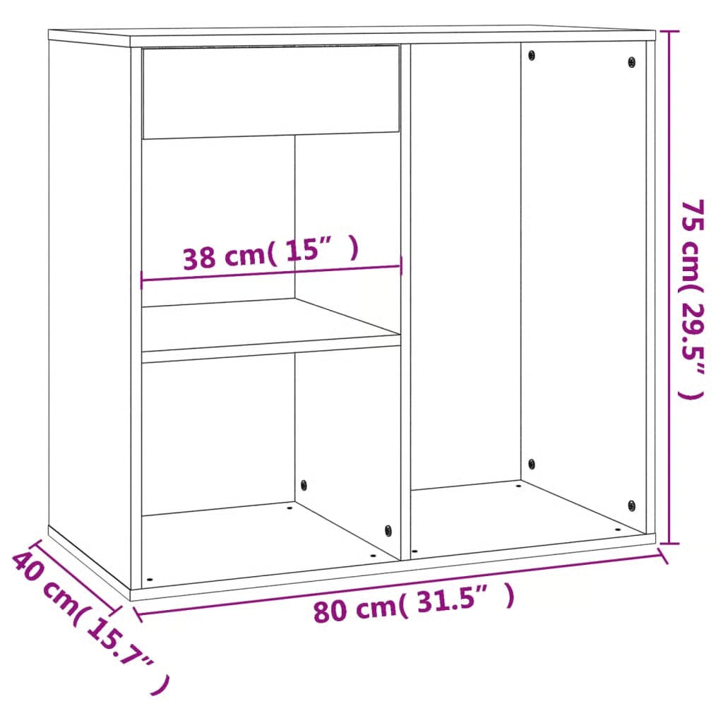 LED Vanity Dressing Table – Smoked Oak Engineered Wood Desk with Storage Cabinet