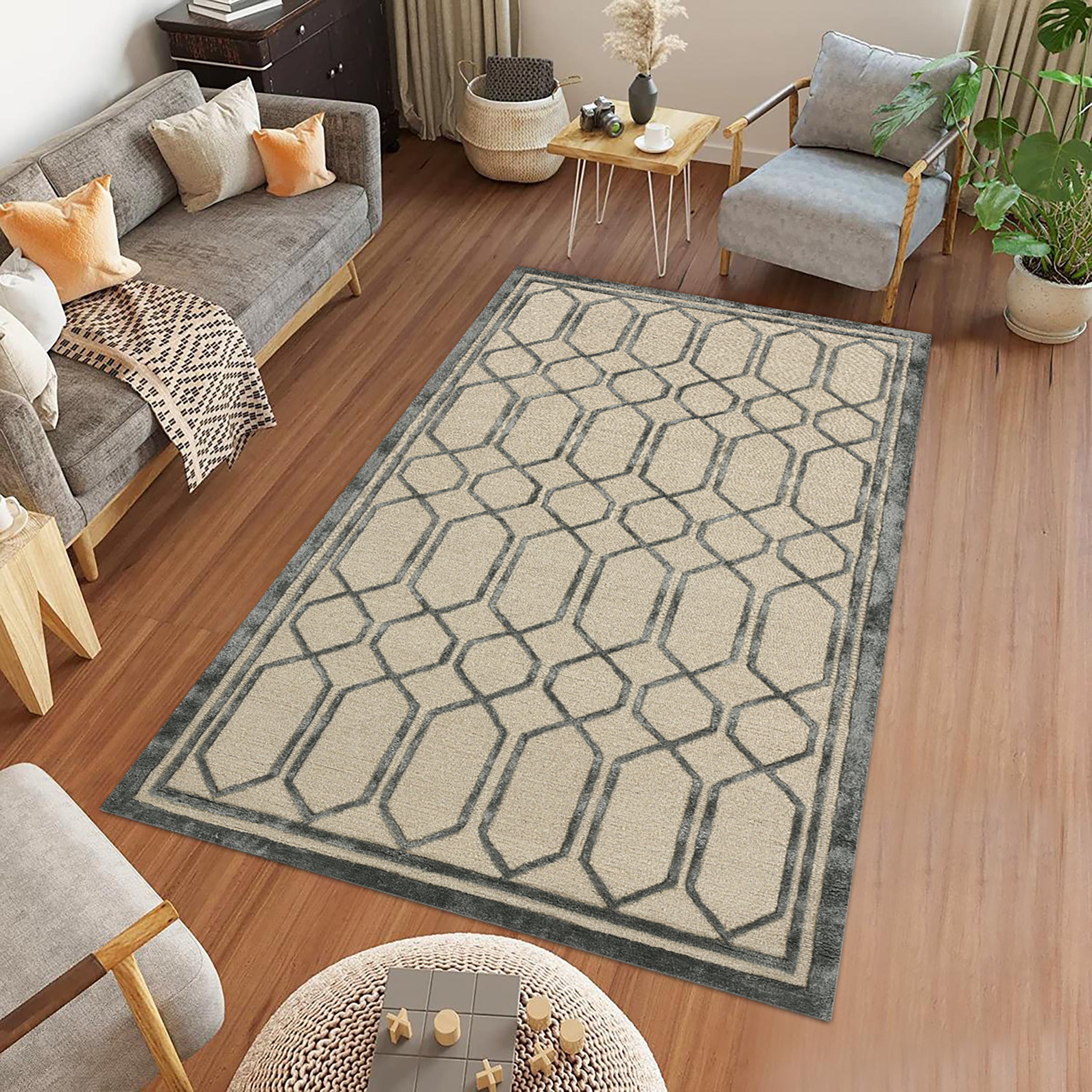 Saraswati Global Rug Handmade,Premium  Wool, Area Rug, 8x10 Feet, Elegant Designs, Anti-Skid & Anti Slip Backing Carpet , Ideal for Bedroom, Living Room, and Dining Room, Kids Room, Office Rug.