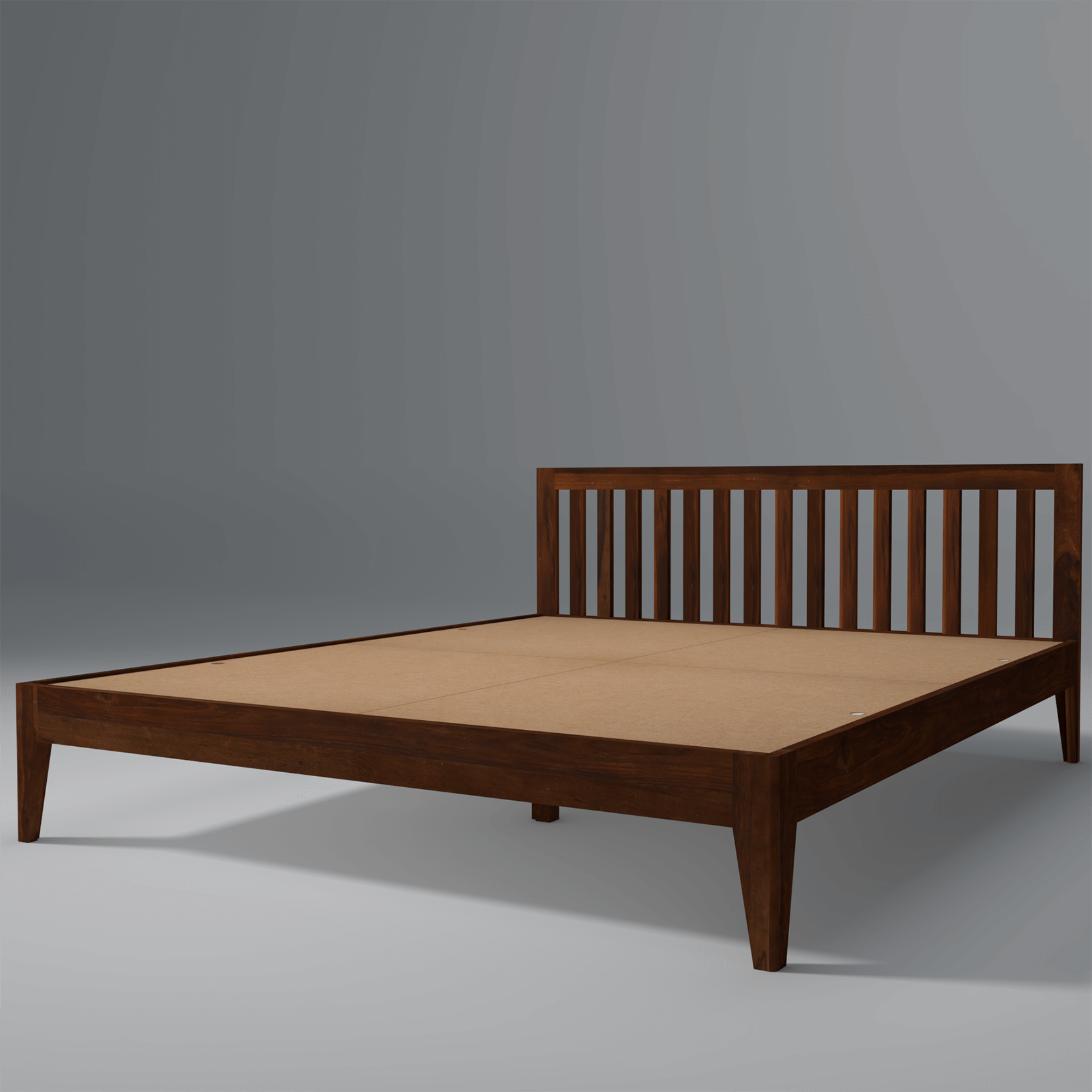 Luxy Low Sheesham Wood Bed In Light Rosewood Without Box Storage